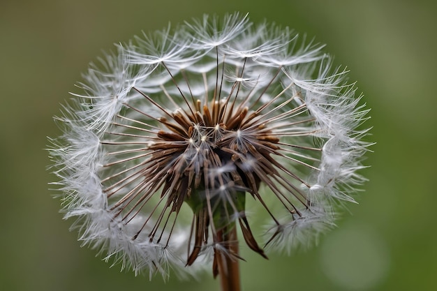 Photo tête de graine de pissenlit sur un fond flou