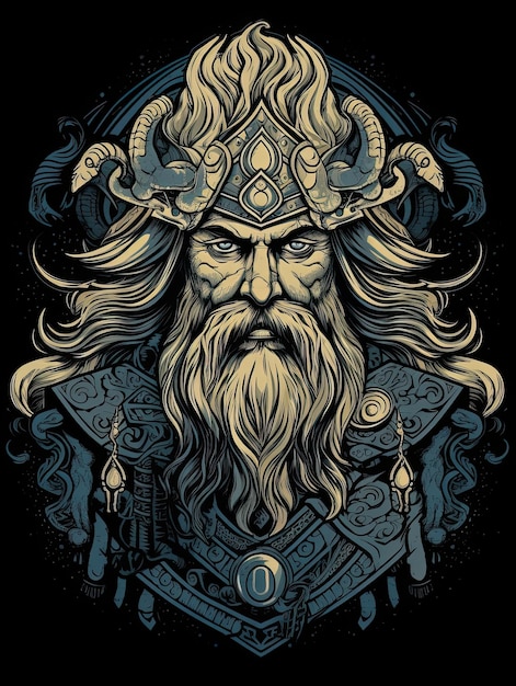 Tête de guerrier viking avec des cheveux longs Illustration vectorielle pour le design de t-shirt