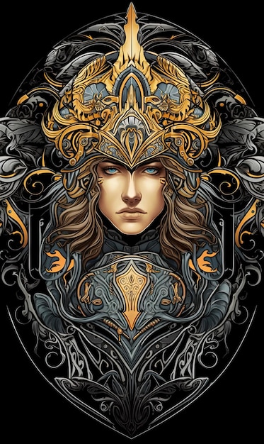 Tête de guerrier viking avec des cheveux longs Illustration vectorielle pour le design de t-shirt