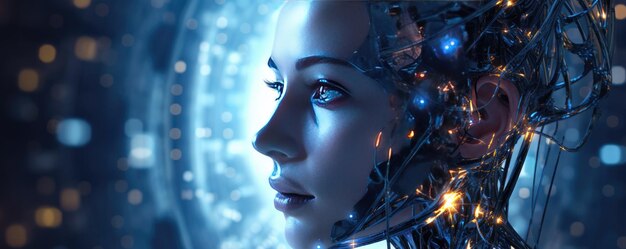 La tête humaine L'intelligence artificielle pour le futur L'augmentation de la singularité technologique