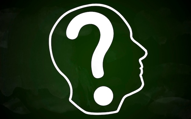 Tête humaine avec point d'interrogation