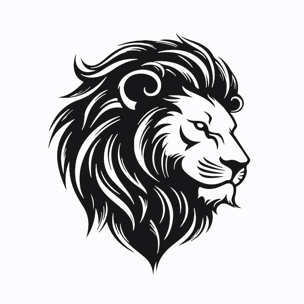 Tête de lion sur fond blanc