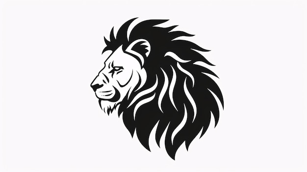 une tête de lion noir et blanc