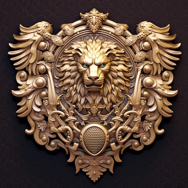 Photo tête de lion d'or arafed avec une raquette de tennis et une balle de tennis ai générative