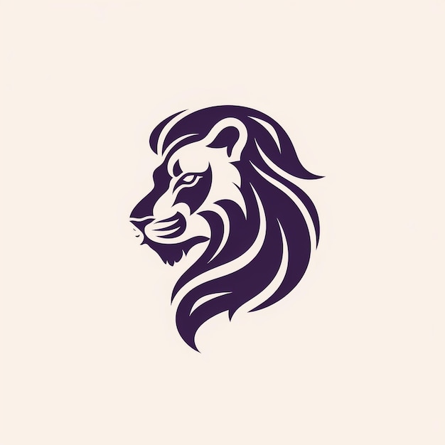 Tête de lion simple logo design vue de face géométrique Lion visage roi couronne crête insigne emblème vecteur