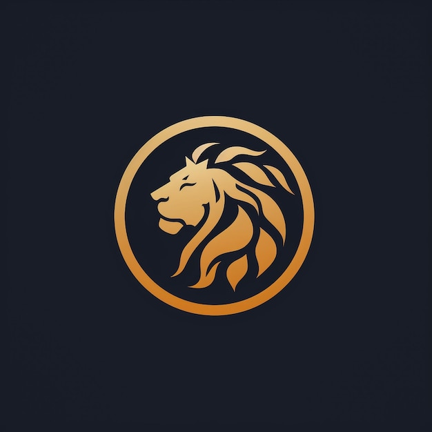 Photo tête de lion simple logo design vue de face géométrique lion visage roi couronne crête insigne emblème vecteur