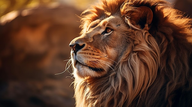 Photo tête de lion vue de côté gros plan animal image ai générée de manière générative animal sauvage ai