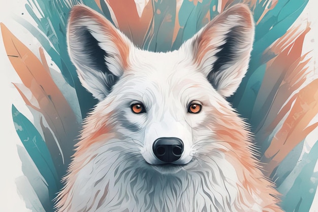 tête de loup avec fond de texture colorée