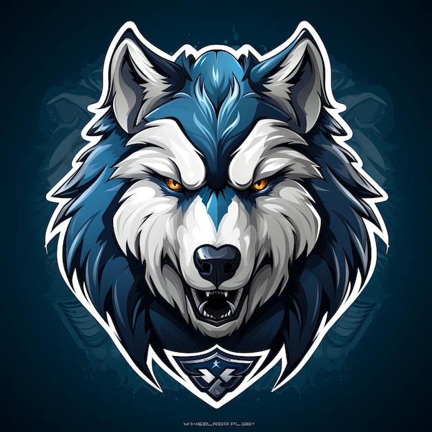 Tête de loup et icône de loup autocollant illustration artistique et concept de logo de la mascotte de l'e-sport