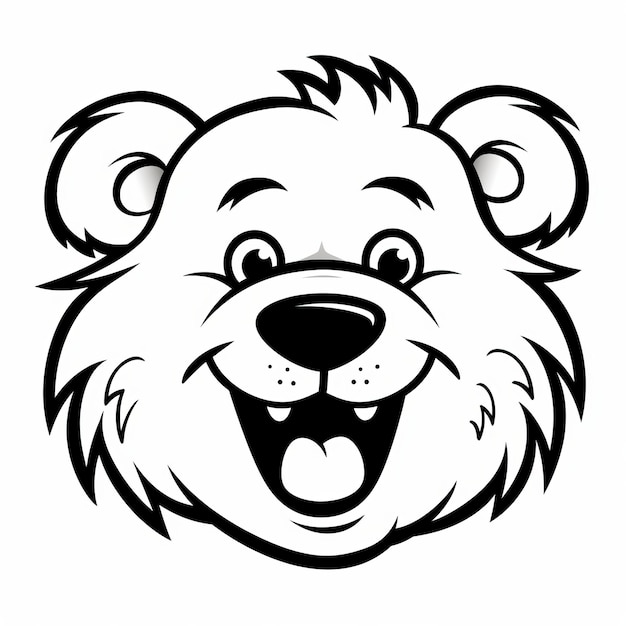 Tête d'ours en peluche dessin animé noir et blanc gratuit dans le style Louis Wain