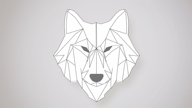 Tête polygonale d'un loup avec des triangles.