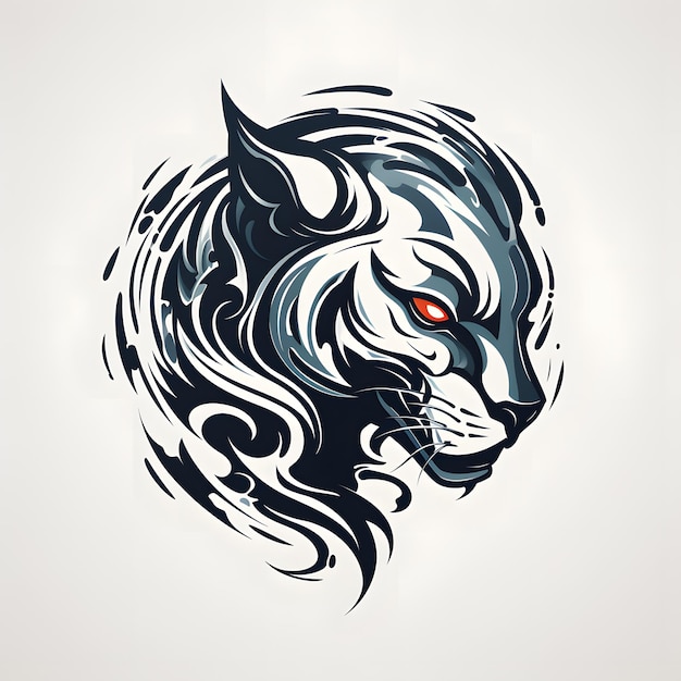tête de puma t-shirt conception de tatouage illustration d'art sombre isolé sur blanc