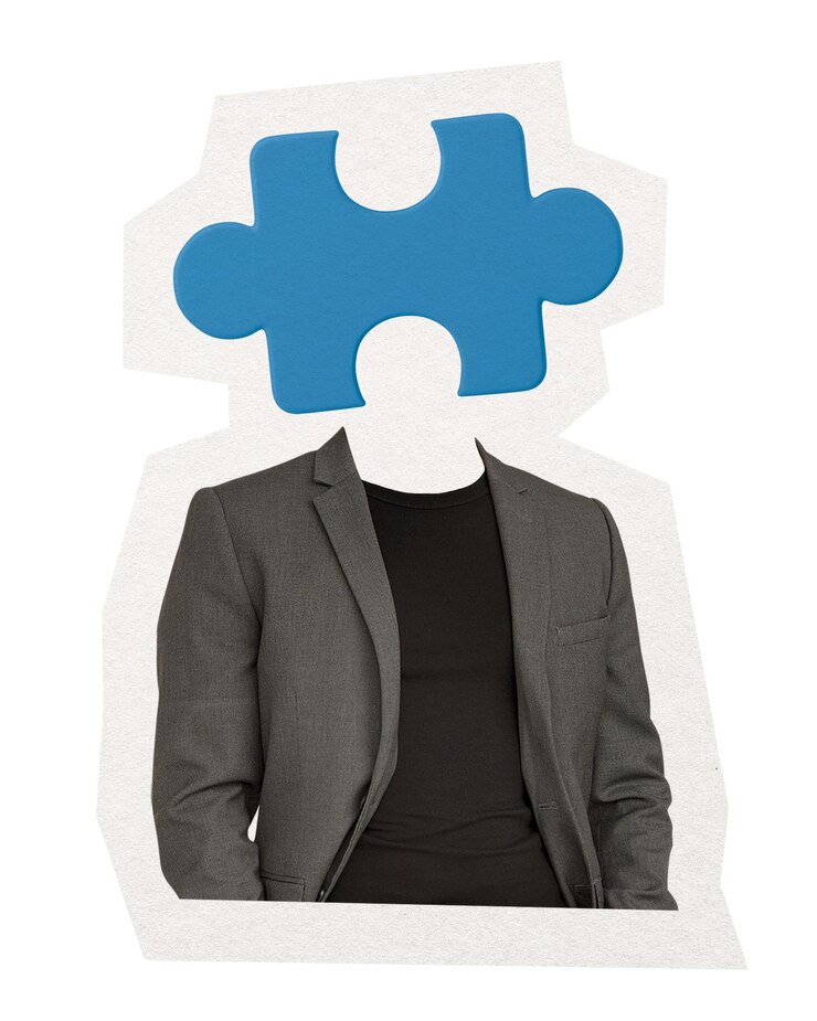 Photo tête de puzzle png stickers d'homme d'affaires stratégie d'affaires remixé média fond transparent