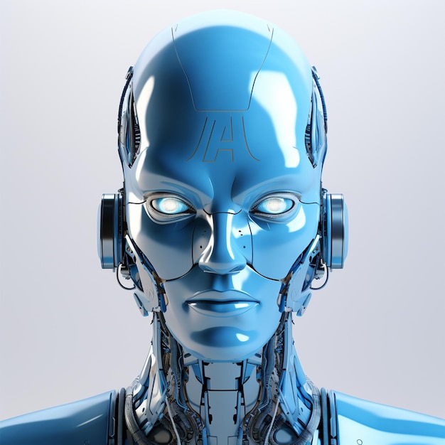 Une tête de robot bleue avec le mot ai dessus