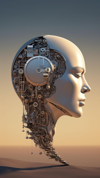 Une tête de robot avec une machine au milieu image ai générative ai intelligence artificielle