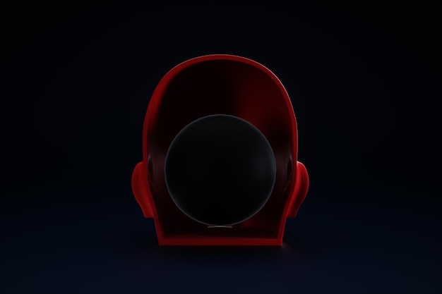 La tête rouge d'un homme symbolise les problèmes dépression mélancolie pessimisme solitude Malheureux homme triste de mauvaise humeur Style de magazine de design moderne Rendu 3D Illustration 3D