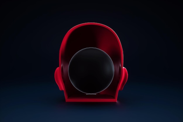 La tête rouge d'un homme symbolise les problèmes dépression mélancolie pessimisme solitude Malheureux homme triste de mauvaise humeur Style de magazine de design moderne Rendu 3D Illustration 3D