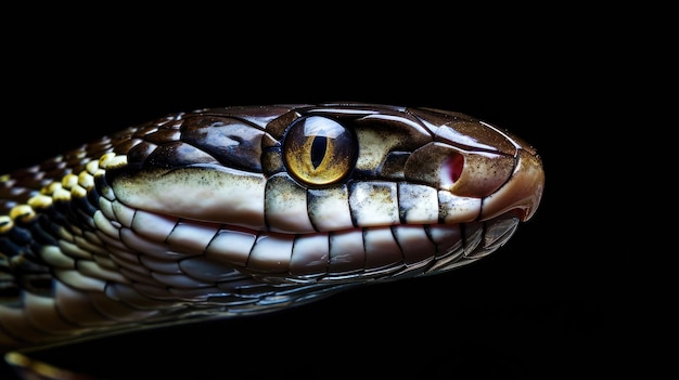 Tête de serpent sur un fond noir solide