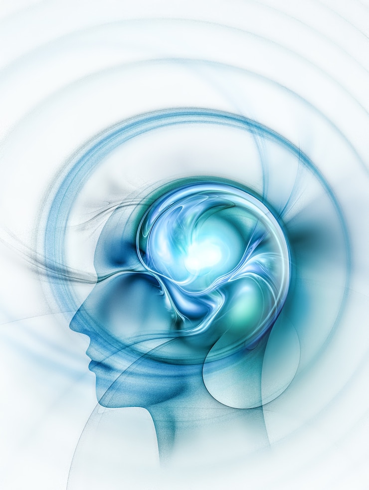 Photo tête silhouette avec une image de concept de cerveau fractal pensée créative idées de conception concept de...