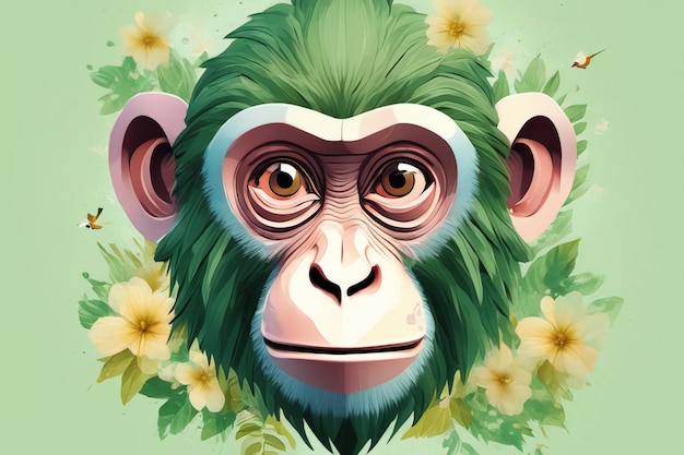 tête de singe main dessiner illustration animal portrait illustration vectorielle