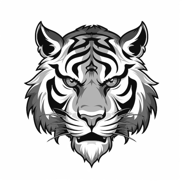 Une tête de tigre avec un motif noir et blanc.