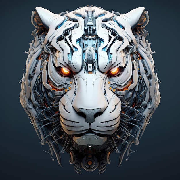 Une tête de tigre qui est une machine futuriste du monde futur Wildlife Animals Illustration Generative AI