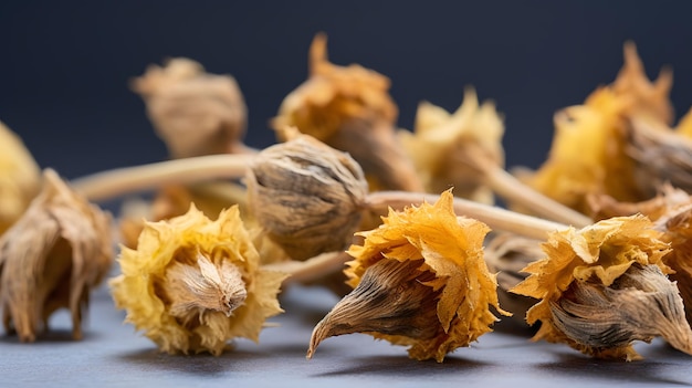 Têtes de boutons de fleurs séchées à sec tussilago farfara coltsfo