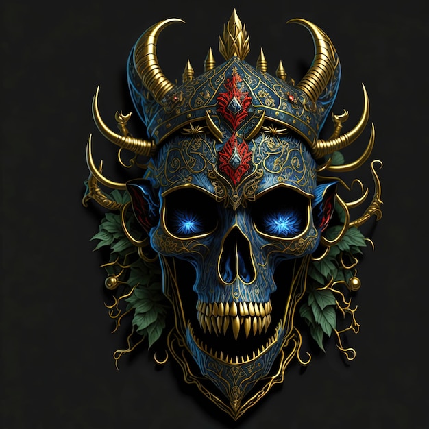 Têtes de crânes de rois à travers l'histoire, humains et djinns, décorées de bijoux, d'or et de diamants.