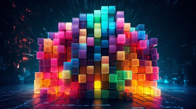 Tetris futuriste belle image Ai généré de l'art 04