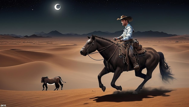 Photo texas fond sombre fond cow-boy un homme à cheval affiche guerriers et hommes courageux