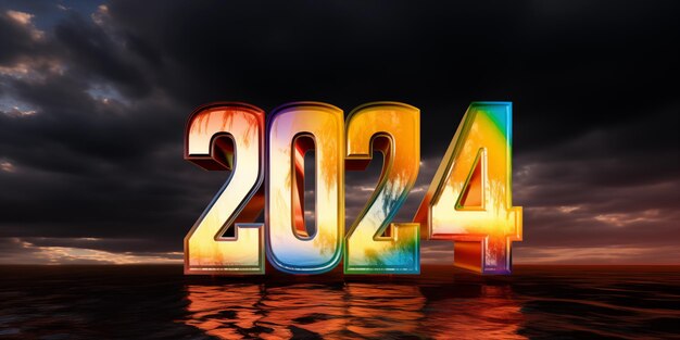 Photo le texte de 2024 est une nouvelle conception colorée de la veille.