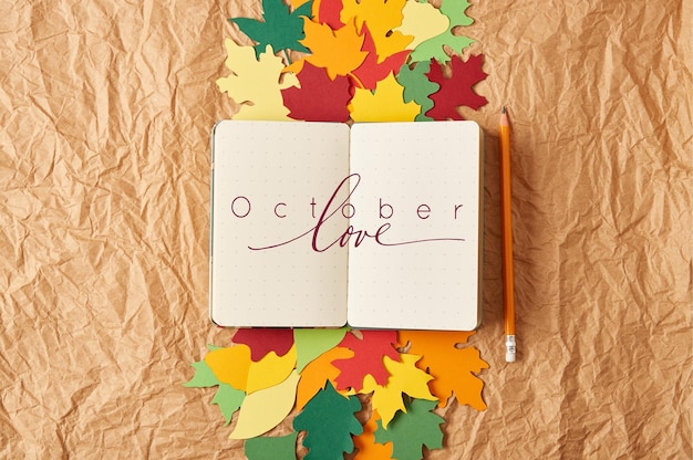 Texte d'amour d'octobre pour l'automne avec graphisme et illustration d'automne.