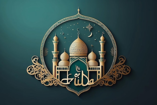 Texte arabe typographie signifie anglais Eid Mubarak Eid AlFitr Bonne Eid Bénie Eid