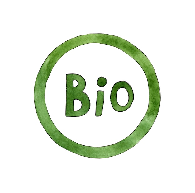 Texte bio dans le logo aquarelle cercle vert