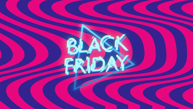 Texte Black Friday sur hipster rétro et fond grunge avec triangle. Illustration 3d élégante et luxueuse pour le modèle d'entreprise et d'entreprise