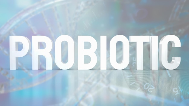 Le texte blanc probiotique sur fond sci rendu 3d