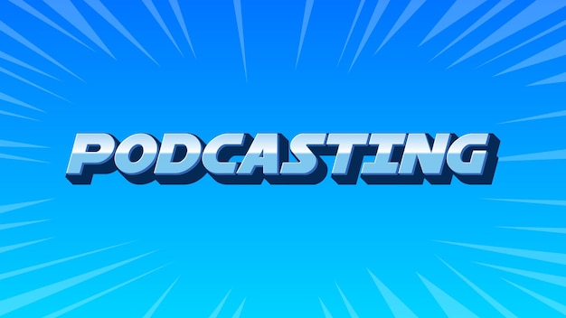 Le texte bleu 3D du podcast