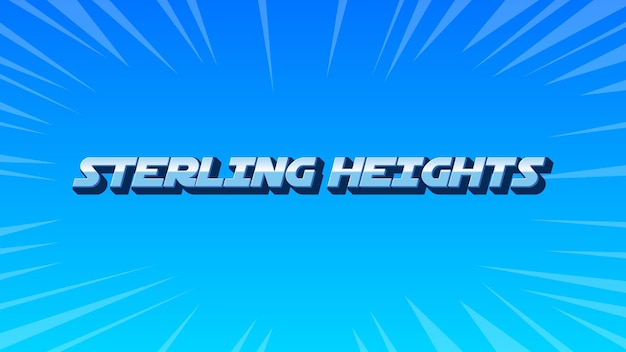Le texte bleu de Sterling Heights en 3D