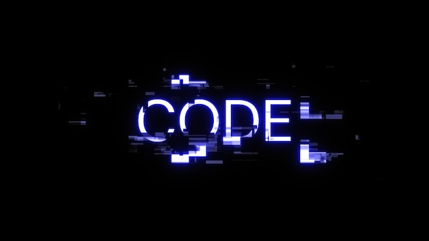 Texte de code de rendu 3D avec effets d'écran de problèmes technologiques