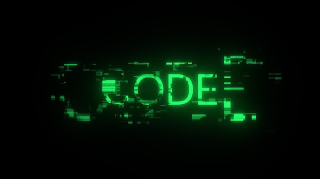 Texte de code de rendu 3D avec effets d'écran de problèmes technologiques