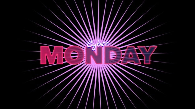 Texte Cyber Monday sur fond de mode et de club avec des lignes lumineuses