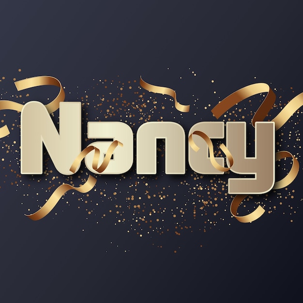 Photo le texte du nom de nancy, le confetti, les effets du nouvel an, le texte en or.