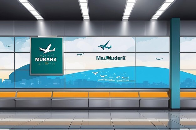 Texte Eid Mubarak sur le panneau d'affichage de l'aéroport