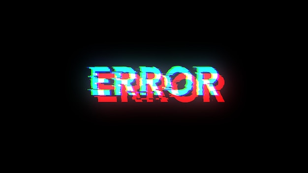 Texte d'erreur de rendu 3D avec effets d'écran de problèmes technologiques