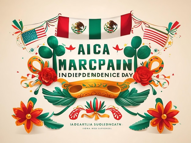 Texte de la fête de l'indépendance mexicaine avec illustration générative par Ai