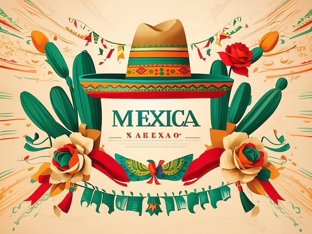 Texte de la fête de l'indépendance mexicaine avec illustration générative par Ai