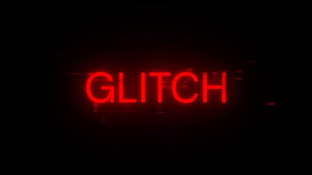 Texte de glitch de rendu 3D avec des effets d'écran de glitches technologiques