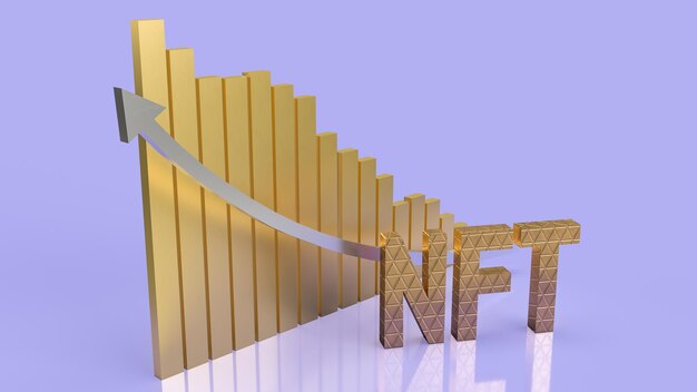 Le texte et le graphique nft or pour la crypto-monnaie ou le rendu 3d du concept d'entreprise