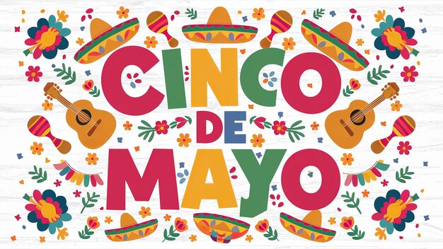 Photo texte isolé sur fond blanc de cinco de mayo génératif ai