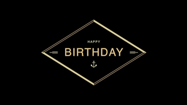Texte Joyeux Anniversaire Sur Fond Noir De Mode Et De Minimalisme. Style D'illustration 3d élégant Et Luxueux Pour Les Vacances Et Le Modèle D'entreprise